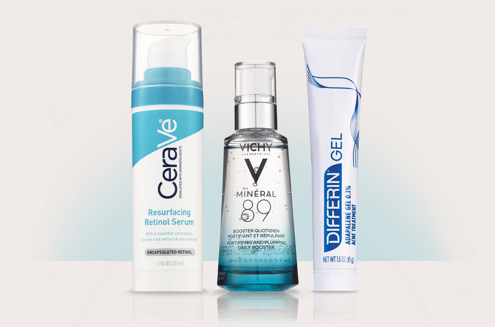 CeraVe, Vichy and Differin acne care products
