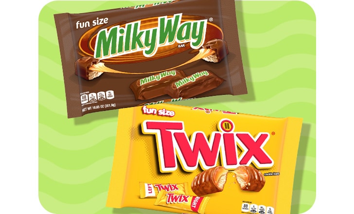 Fun size Milky Way bars and Twix bars