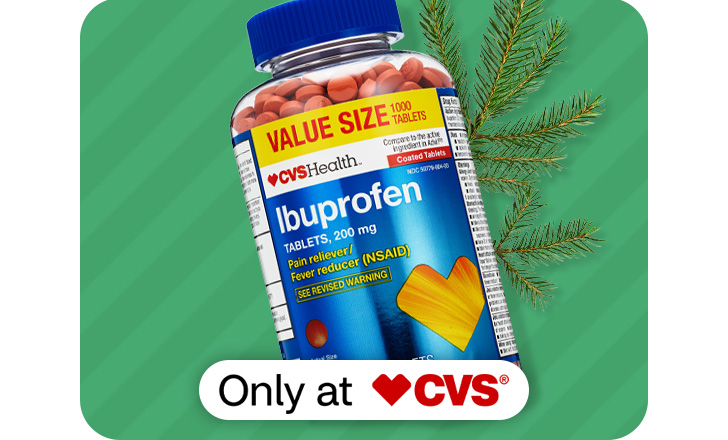 A value size bottle of CVS Health Ibuprofen tablets, only at CVS.