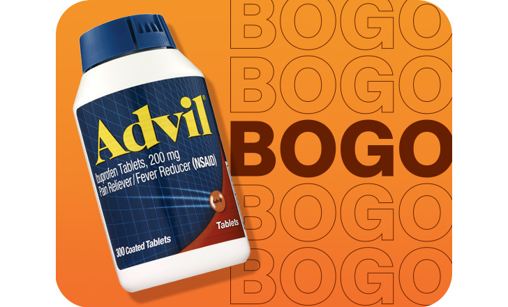 Buy one, get one, Advil ibuprofen tablets