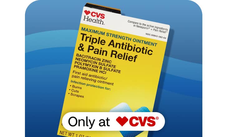 CVS Health Triple Antibiotic and Pain Relief ointment, only at CVS.