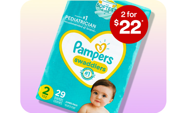 Two for $22, Pampers swaddlers diapers