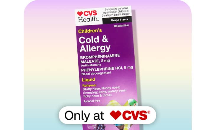 CVS Health children's cold and allergy remedy, only at CVS.