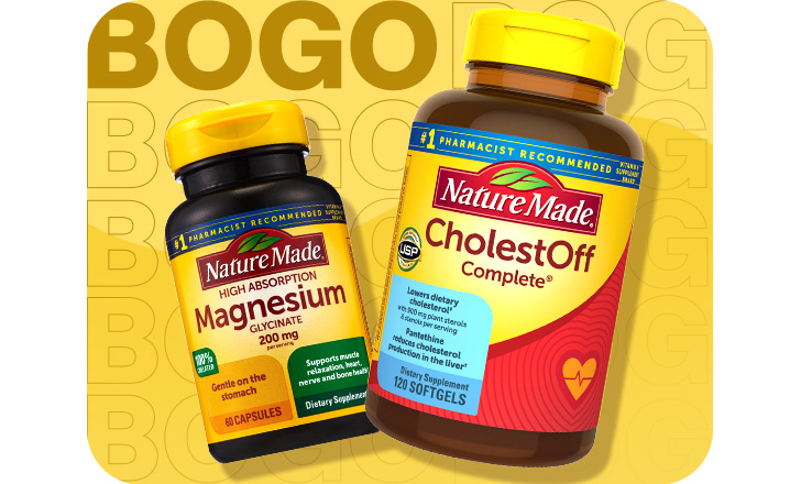 Buy 1, get 1 50% off. Nature Made Magnesium and CholestOff Complete