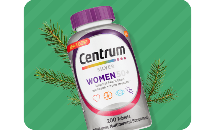 A bottle of Centrum Women 50 + tablets