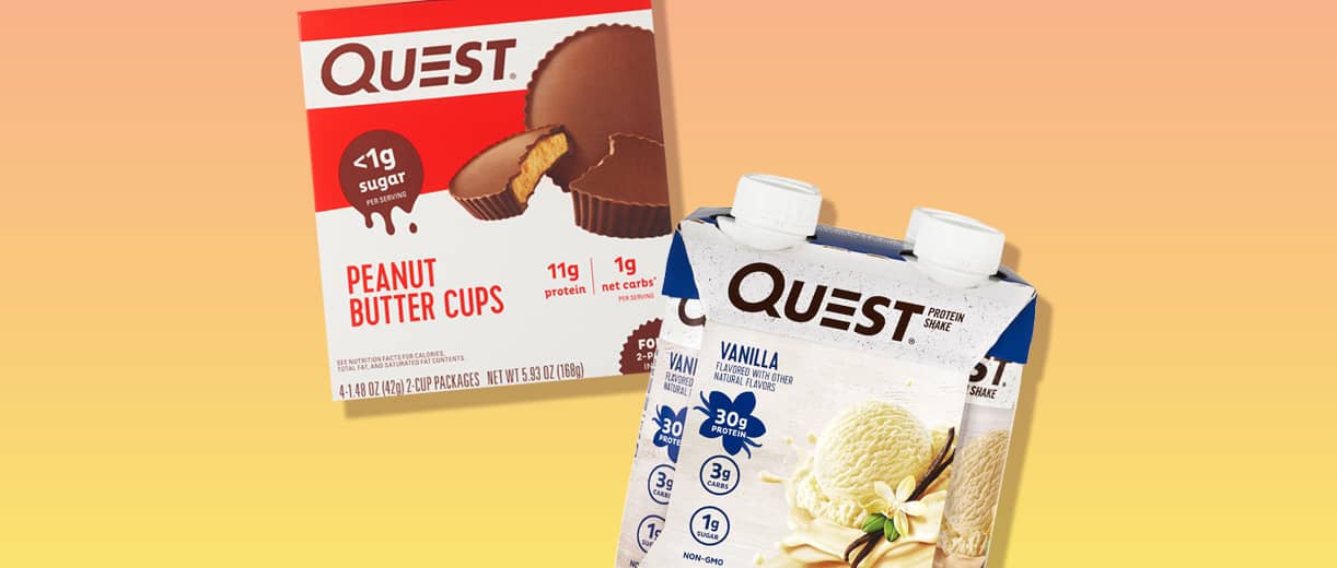 Quest Peanut Butter Cups and Vanilla protein shake