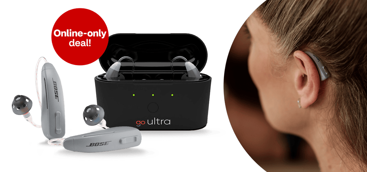 Online-only deal! Lexie powered by Bose and Go Hearing Ultra hearing aids