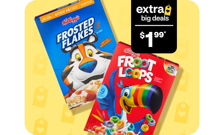 Extra Big Deals, $1.99. Kellogg's Frosted Flakes and Froot Loops