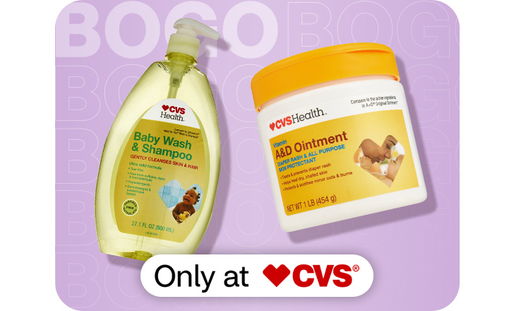 Buy 1, get 1 50% off. Only at CVS. CVS Health Baby Wash and Shampoo and CVS Health A&D Ointment.