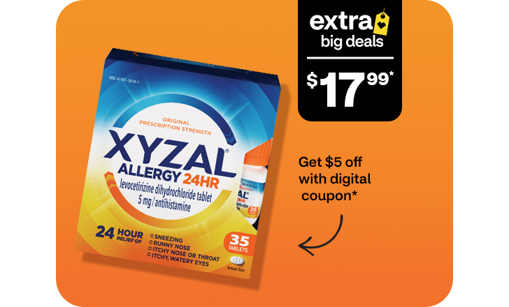 $17.99, get $5 off with digital coupon, Xyzal 24 hour allergy relief tablets