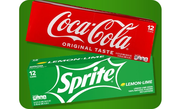 12-can packs of Coke and Sprite.