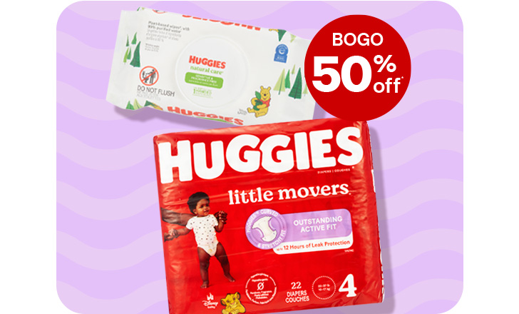Buy 1, get 1 50% off. Huggies wipes and diapers