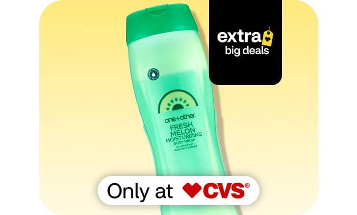 A bottle of one + other Fresh Melon body wash, only at CVS