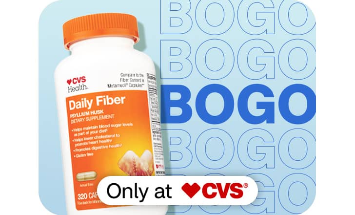 Buy one, get one, CVS Health Daily Fiber capsules, only at CVS