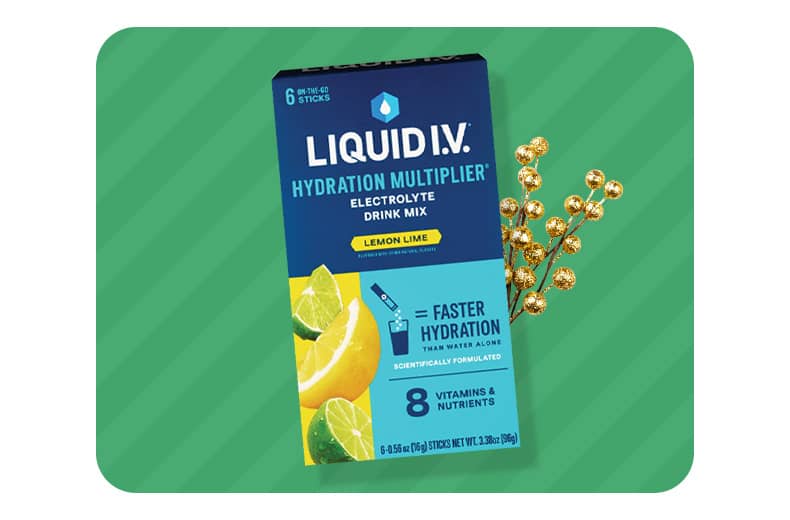 A box of Liquid I.V. hydration multiplier drink mix packets.