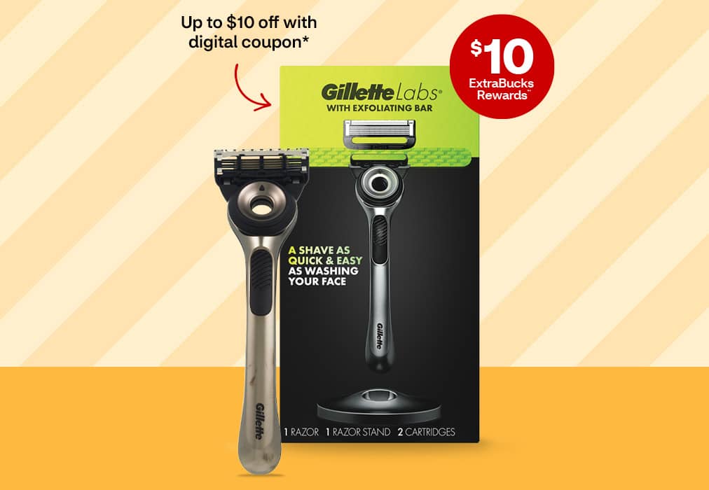 Up to $10 off with digital coupon; $10 ExtraBucks Rewards. Gillette razor