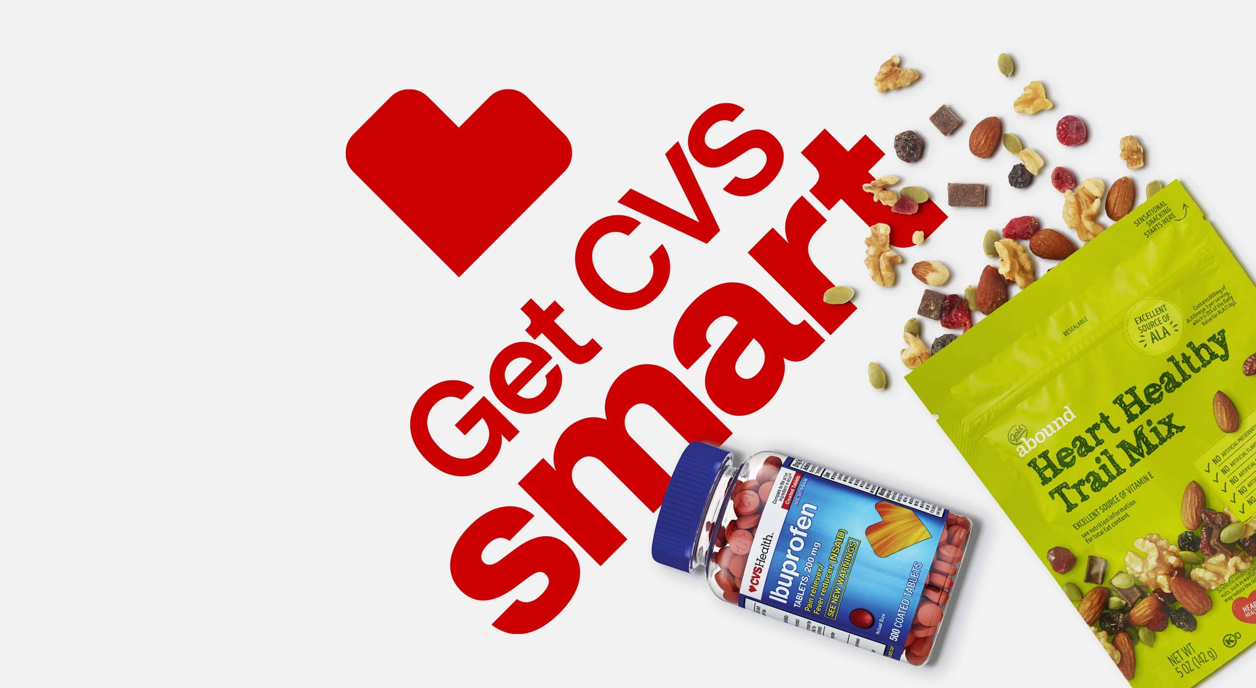 Get CVS smart with heart logo, CVS Health supplements and Gold Emblem abound Heart Healthy Trail Mix