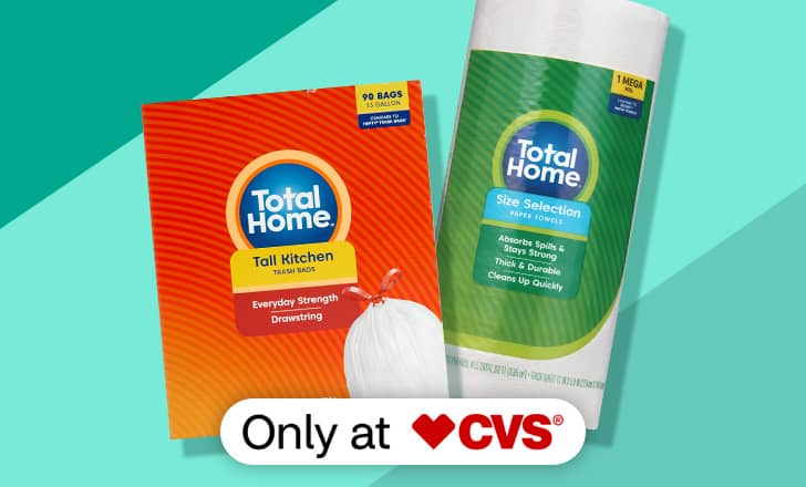 Total Home Tall Kitchen trash bags and Paper Towels, only at CVS