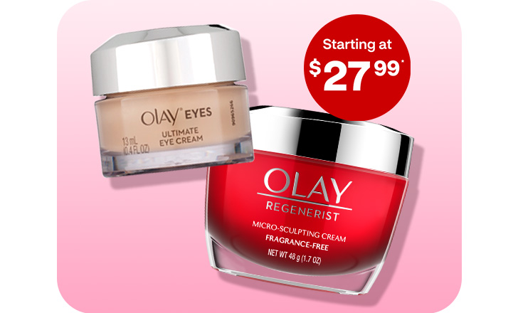 Starting at $27.99, Olay eye cream and micro sculpting cream facial care