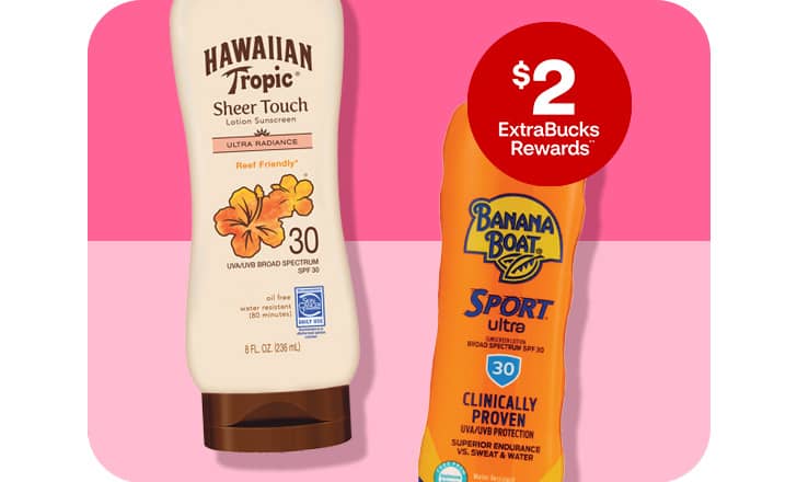 $2 ExtraBucks Rewards; Hawaiian Tropic and Banana Boat Sport SPF 30 sunscreen products