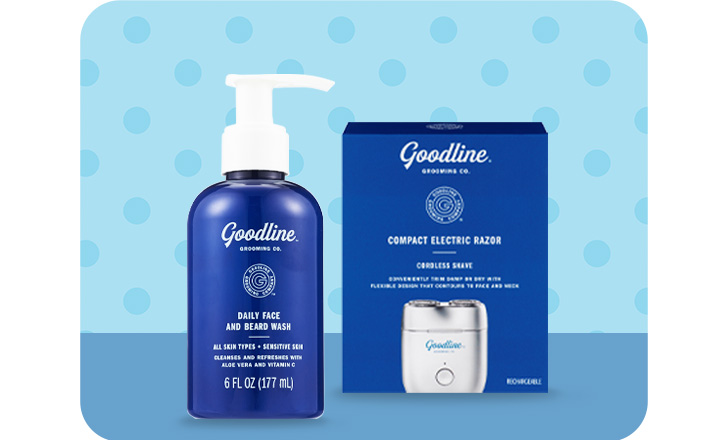 Goodline Grooming Co. daily face and beard wash and compact electric razor
