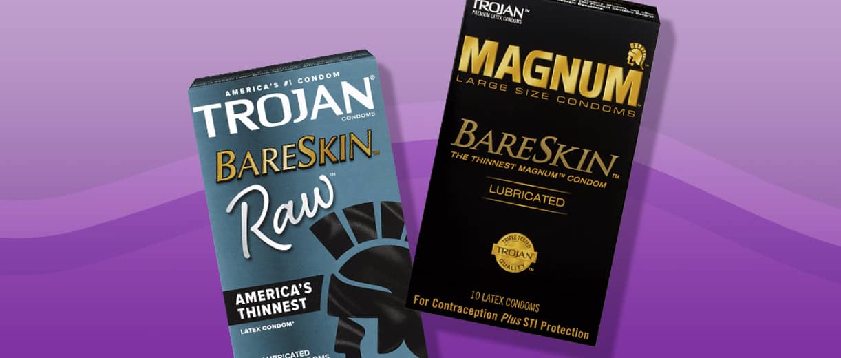 Trojan Bareskin Raw and Magnum condoms.