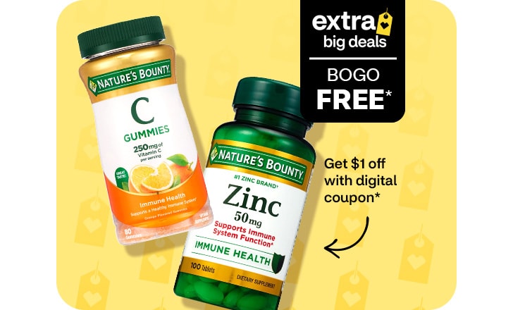 Extra Big Deals. Buy 1, get 1 free. Get $1 off with digital coupon. Nature's Bounty Vitamin C gummies and Zinc