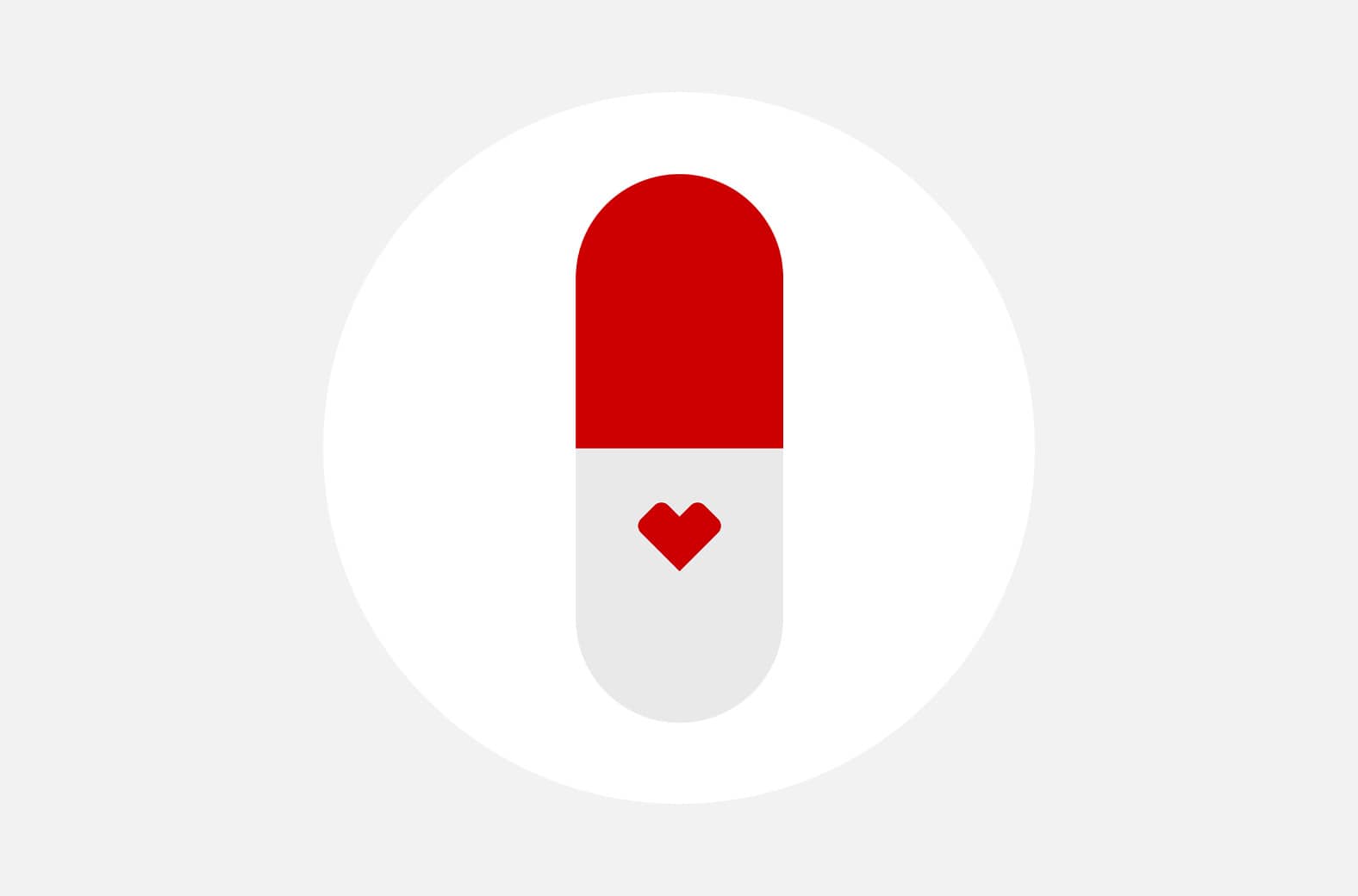Pictogram of a medication capsule with a CVS heart