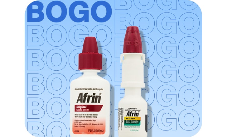 Buy 1, get 1 50% off, Afrin Original nasal spray and No Drip nasal spray