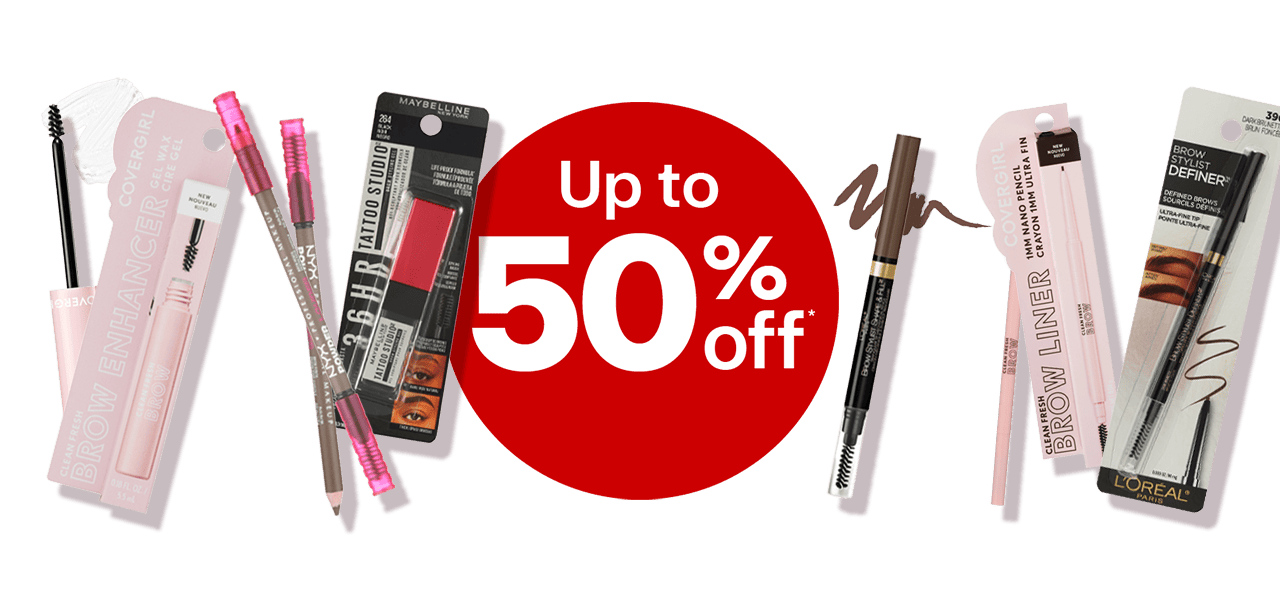 Up to 50 percent off, eyebrow products from CoverGirl, NYX, L'Oréal Paris and Maybelline.