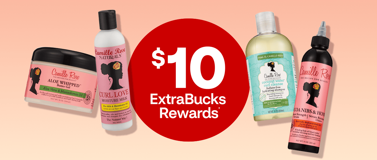 $10 ExtraBucks Rewards, Camille Rose Aloe Whipped Butter Gel, Curl Love Moisture Milk, hydrating shampoo and hair oil