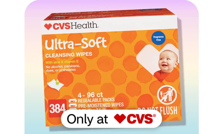 CVS Health Ultra-Soft baby cleansing wipes, only at CVS.