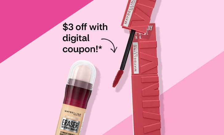 $3 off with digital coupon!* Maybelline lip color and Eraser makeup