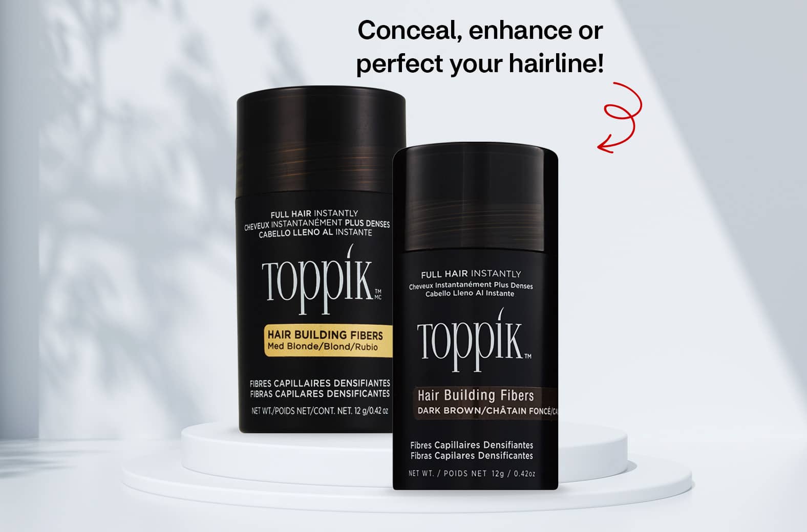 Conceal, enhance or perfect your hairline! Toppik™ hair-building fibers product
