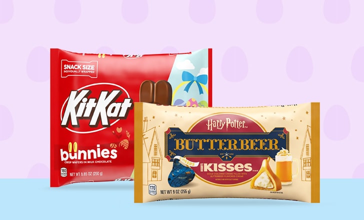Snack-size KitKat bunnies and Hershey's chocolate Harry Potter Butterbeer kisses