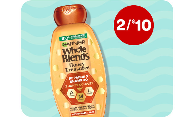 Two for $10. Garnier Whole Blends shampoo.