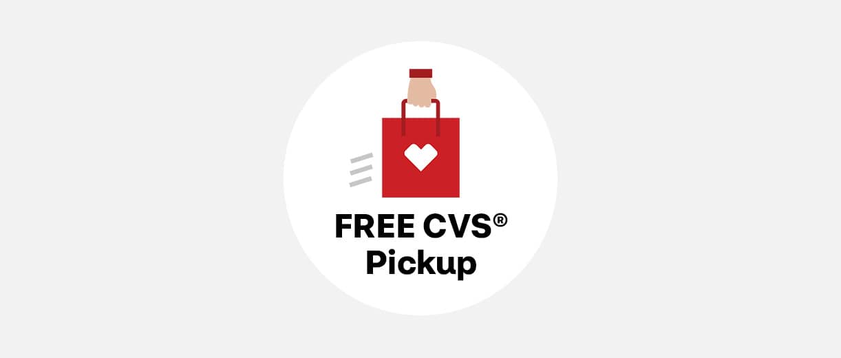 Free CVS Pickup with CVS shopping bag pictogram