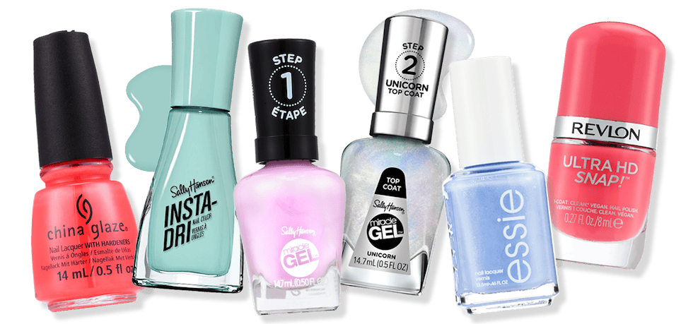 China Glaze, Salley Hansen Insta-Dri, Essie and Revlon nail polish