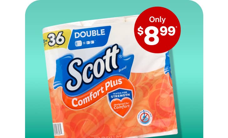 Only $8.99, Scott double bathroom tissue.