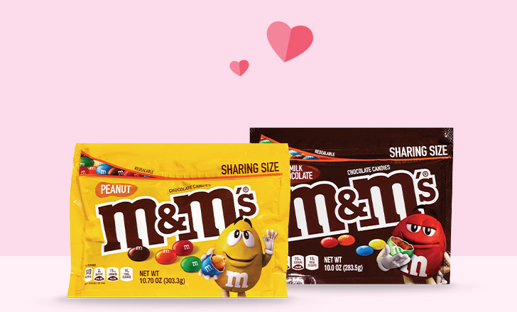 Bags of Peanut and regular sharing size M&M's candy