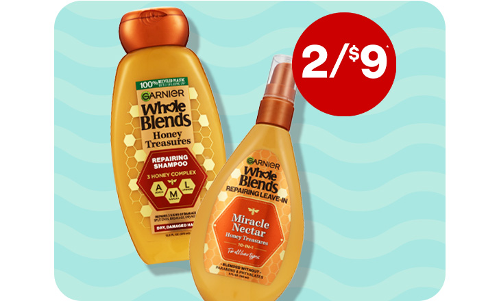 2 for $9. Get $3 off with digital coupon. Garnier Whole Blends shampoo and conditioner