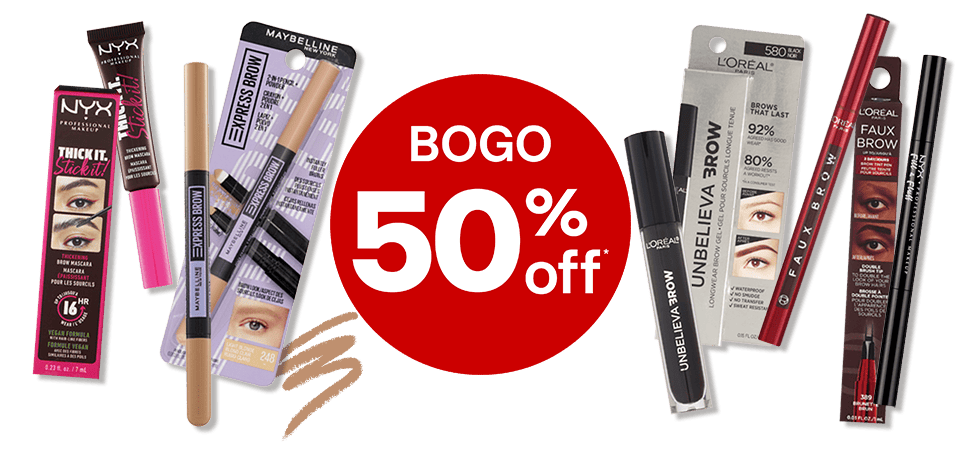 National Brow Day, buy one get one fifty percent off on brow makeup from L'Oréal Paris, Maybelline and more