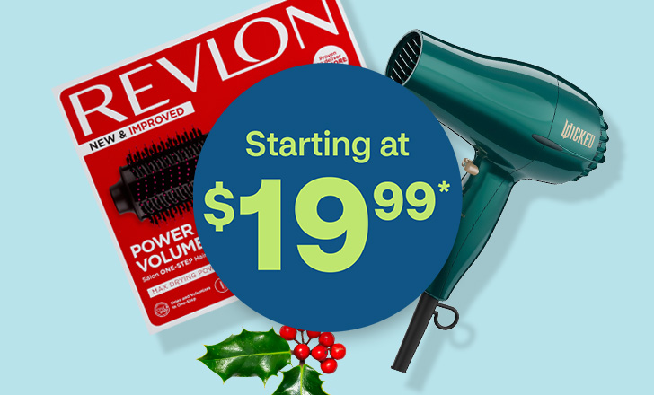 Starting at $19.99, Revlon Power Volume styling brush and Conair Wicked hair blowdryer