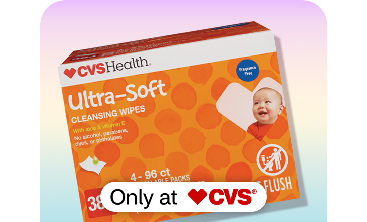 CVS Health Ultra-Soft baby cleansing wipes, only at CVS.