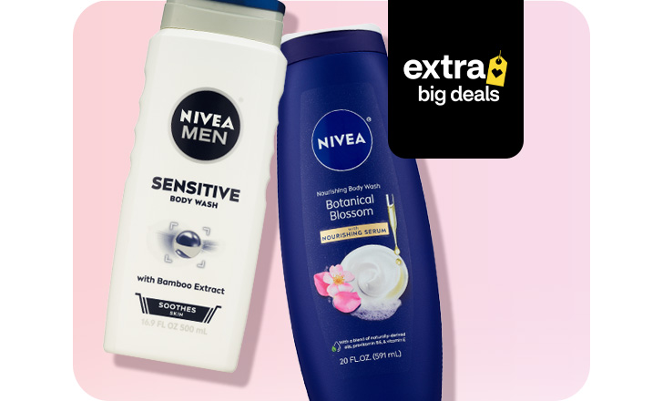 Extra big deals. Nivea Men Sensitive Body Wash and Nivea Botanical Blossom serum