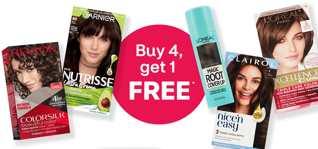 Hair color savings month buy 4 get 1 free