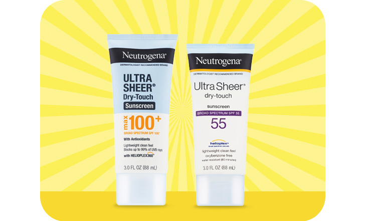 Neutrogena Ultra Sheer sunscreen SPF 100+ and 55