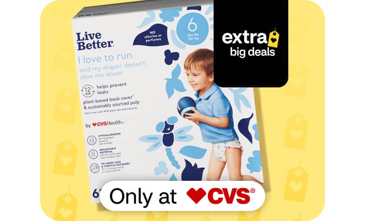 Extra big deals, a box of CVS Health Live Better diapers, only at CVS.