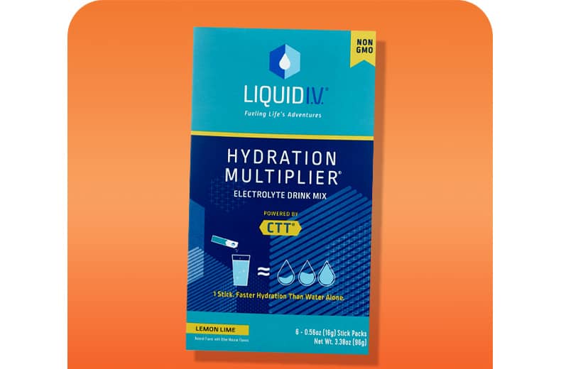 Liquid I.V. hydration multiplier electrolyte drink mix.