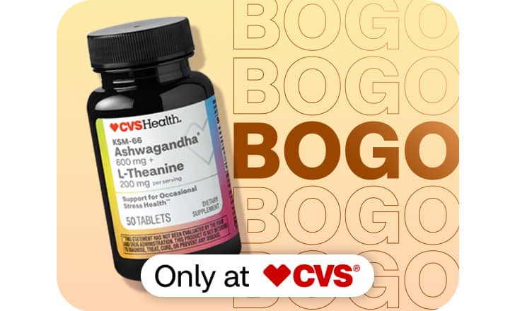 Bottle of CVS Health brand Ashwagandha and L-Theanine